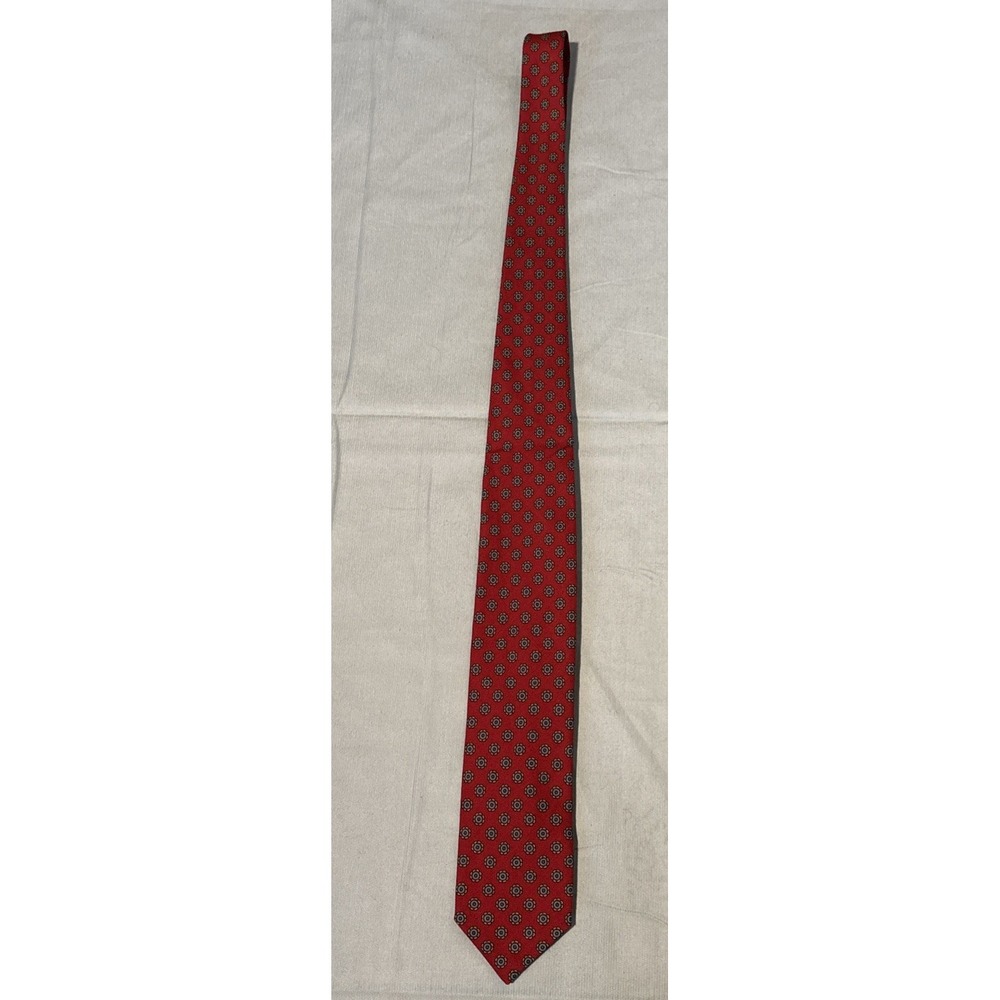 Nottingham Mens Red Floral Medallion 100% Wool Necktie WPL 13240 Classic Tie